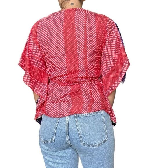 New Cabi 100% Silk Butterfly Belted Kimono Top Blouse Size Small Art to Wear 345 - Picture 5 of 10